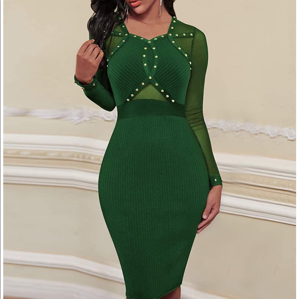 Bandage dress with mesh sleeves and back